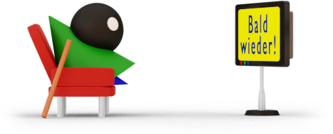 Der kleine Humpel sitzt in einem Sessel vor einem Fernsegerät und wartet auf neue Humpel-Folgen.